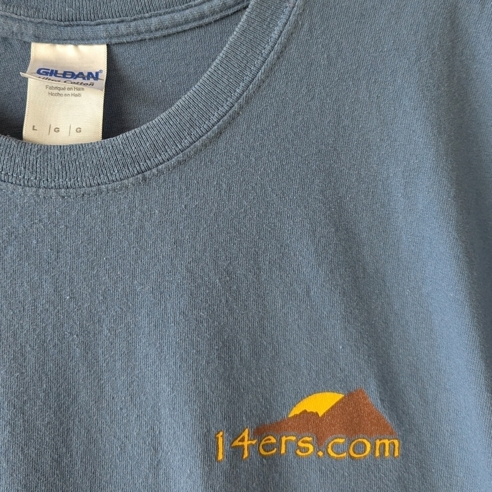 Gildan Colorado 14ers Mountains List Short Sleeve T-Shirt Unisex Large Blue - Picture 3 of 7